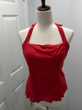 Hollister Red Halter Peplum Top – Size Large